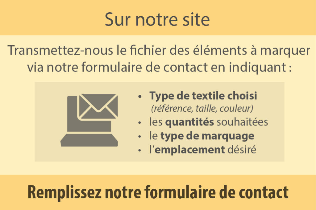 personnaliser votre textile en nous contactant via notre formulaire de contact